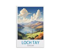 LNHZGNJNH Loch Tay Scotland Vintage Travel Posters 24x36inch(60x90cm) Canvas Wall Art Wall Print Painting Decor Living Room Bedroom Decor