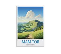 LNHZGNJNH Mam Tor Derbyshire Vintage Travel Poster 12x18inch(30x45cm) Canvas Wall Art Wall Print Painting Decor Living Room Bedroom Decor