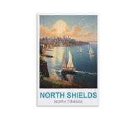 LNHZGNJNH North Shields North Tyneside Vintage Travel Posters 20x30inch(50x75cm) Canvas Wall Art Wall Print Painting Decor Living Room Bedroom Decor
