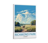 LNHZGNJNH Richmond Park London Vintage Travel Posters 24x36inch(60x90cm) Canvas Wall Art Wall Print Painting Decor Living Room Bedroom Decor