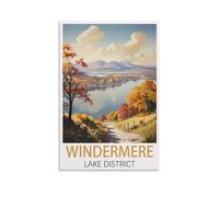 LNHZGNJNH Windermere Lake District Vintage Travel Poster 08x12inch(20x30cm) Canvas Wall Art Wall Print Painting Decor Living Room Bedroom Decor