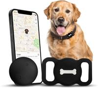 Lnicez Dog Tracker, Pet Tracker with Dog Collar Tracker Holder, Dog Tracker with No Monthly Fees for Location Tracking, Work with Find My (iOS Only), Not GPS Tracker (Black)