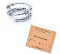 LNIEER Morse Code Rings for Women Men Funny Inspirational Gifts Stainless Steel Fidget Rings for Anxiety Anxiety Ring with Beads Spinner Ring Fidget Ring Message Friendship Gifts Jewelry Birthday