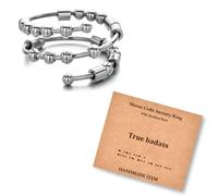 LNIEER Morse Code Rings for Women Men Funny Inspirational Gifts Stainless Steel Fidget Rings for Anxiety Anxiety Ring with Beads Spinner Ring Fidget Ring Message Friendship Gifts Jewelry Birthday