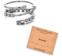 LNIEER Morse Code Rings for Women Men Funny Inspirational Gifts Stainless Steel Fidget Rings for Anxiety Anxiety Ring with Beads Spinner Ring Fidget Ring Message Friendship Gifts Jewelry Birthday