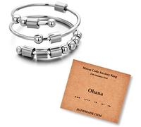LNIEER Morse Code Rings for Women Men Funny Inspirational Gifts Stainless Steel Fidget Rings for Anxiety Anxiety Ring with Beads Spinner Ring Fidget Ring Message Friendship Gifts Jewelry Birthday