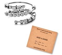LNIEER Morse Code Rings for Women Men Funny Inspirational Gifts Stainless Steel Fidget Rings for Anxiety Anxiety Ring with Beads Spinner Ring Fidget Ring Message Friendship Gifts Jewelry Birthday