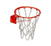 LNIM Stainless Steel Basketball Net With 12/13 Anti-Dropping Hooks - Heavy Duty Chain Net Replacement for Indoor Outdoor Hoop Sports Training, All-Weather (Silver, 12 Hooks)