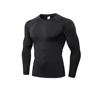 LNJLVI Men's Long Sleeve Compression Shirts Athletic Base Layer Top(Black,XL)