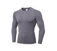 LNJLVI Men's Long Sleeve Compression Shirts Athletic Base Layer Top(Gray,XL)