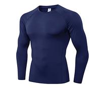 LNJLVI Men's Long Sleeve Compression Shirts Athletic Base Layer Top(Navy,XXL)
