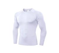 LNJLVI Men's Long Sleeve Compression Shirts Athletic Base Layer Top(White,XL)