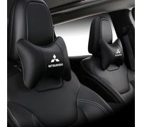 LNJMT Car Neck Pillow For Mitsubishi Outlander ASX Pajero Eclipse Cross Car Seat Headrest Emblem Orthopedic Neck Support Rest Pillow Breathable Accessories,Black