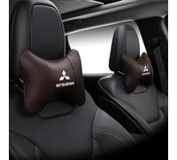 LNJMT Car Neck Pillow For Mitsubishi Outlander ASX Pajero Eclipse Cross Car Seat Headrest Emblem Orthopedic Neck Support Rest Pillow Breathable Accessories,coffee
