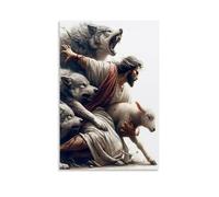 LNJNBOTK Jesus Protecting Lamb from Wolves Wall Art Picture Print Modern Family Room Decor 24 x 36 inches (60 x 90 cm)