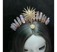 LNKUGN Crystal Crown The Sun Goddess Crystal Tiaras Jewelry Accessories Fairy Headband Photography Props Elves Festivals Gifts