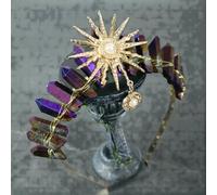 LNKUGN Crystal Crown The Sun Goddess Crystal Tiaras Jewelry Accessories Fairy Headband Photography Props Elves Festivals Gifts