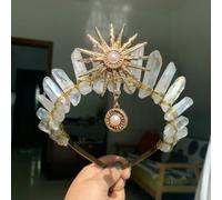 LNKUGN Crystal Crown The Sun Goddess Crystal Tiaras Jewelry Accessories Fairy Headband Photography Props Elves Festivals Gifts
