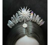 LNKUGN Crystal Crown The Sun Goddess Crystal Tiaras Jewelry Accessories Fairy Headband Photography Props Elves Festivals Gifts