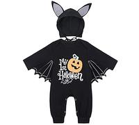 LNL Baby Halloween Costume Bat with Big Ear Hat My First Halloween Outfits Unisex Baby Romper Pack of 2 18-24 Months Black