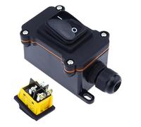 Lnline Power Cord 110V-220V 12V-24V Marine Rocker Switch On Off Waterproof IP67 Junction Box 30A High Current Connetor Outdoor(Black,110-240V)