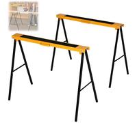 Lnlscle Heavy-Duty Folding Sawhorse, Folding Adjustable Steel Firewood Cutting Stand, Heavy Duty Log Sawhorse for Woodworking, TWIN PACK