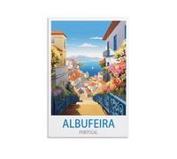 LNMNJESG Albufeira Portugal Vintage Travel Poster 20x30inch(50x75cm) Canvas Painting Wall Art, Wall Decor Pictures Prints for Living Room Bedroom
