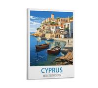 LNMNJESG Cyprus Mediterranean Vintage Travel Posters 08x12inch(20x30cm) Canvas Painting Wall Art, Wall Decor Pictures Prints for Living Room Bedroom