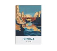 LNMNJESG Girona Spain Vintage Travel Poster 08x12inch(20x30cm) Canvas Painting Wall Art, Wall Decor Pictures Prints for Living Room Bedroom