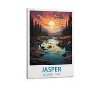 LNMNJESG Jasper National Park Alberta Vintage Travel Posters 16x24inch(40x60cm) Canvas Painting Wall Art, Wall Decor Pictures Prints for Living Room Bedroom