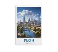 LNMNJESG Perth Australia Vintage Travel Posters 08x12inch(20x30cm) Canvas Painting Wall Art, Wall Decor Pictures Prints for Living Room Bedroom