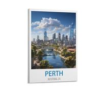 LNMNJESG Perth Australia Vintage Travel Posters 08x12inch(20x30cm) Canvas Painting Wall Art, Wall Decor Pictures Prints for Living Room Bedroom