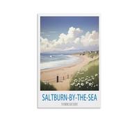 LNMNJESG Saltburn by The Sea Yorkshire Vintage Travel Poster 08x12inch(20x30cm) Canvas Painting Wall Art, Wall Decor Pictures Prints for Living Room Bedroom