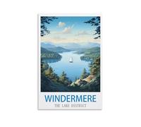 LNMNJESG Windermere The Lake District Vintage Travel Posters 08x12inch(20x30cm) Canvas Painting Wall Art, Wall Decor Pictures Prints for Living Room Bedroom
