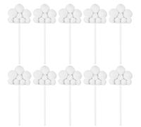Lnngub 10 Pcs Cloud Cake Topper,Yarn Ball Cloud Cupcake Toppers Cloud Cake Decorations Plush Cloud Shaped Dessert Picks Cloud Decorations for Baby Shower Birthday Wedding Party,White