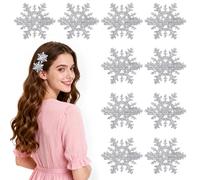 Lnngub 10 Pcs Snowflake Hair Clips,Sparkly Snowflake Christmas Hairs Clip Silver Metal Alligator Clips Snowflakes Hair Accessories Snowflakes Claw Clip for Women Xmas Gifts