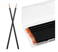 Lnngub 100 Pack Disposable Eyeliner Brushes,Ultra-Fine Point Eye Liner Applicator Disposable Nylon Eyeliner Brush Makeup Eyeliner Wands Cosmetic Eye Wands for Eyeliners Eye Makeup(Black-Yellow)