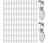 Lnngub 100 Pcs Bails for Jewelry Making,Silver Flat Pad Pendant Bail Oval Glue On Earring Bails Small Spoon Shape Pendant Glue On Bail for Jewelry Making DIY Crafts
