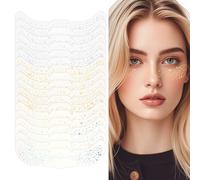 Lnngub 18 Pcs Face Glitter Freckles,Fake Freckles Sticker Sparkle Freckle Tattoo Gold Sliver Holographic Glitter Face Tattoos Makeup Patches for Women Rave Accessories Musical Festival Party Prom