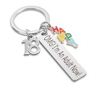 Lnngub 18th Birthday Keyring, 18th Birthday Gifts for Girls Boys OMG,I'm An Adult Now Stainless Steel Keychain Gift for Girls/Boys Keyring Gifts for Best Friend