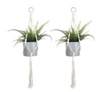 Lnngub 2 Pack 30‘’ Plant Hangers Macrame Plant Hangers Indoor Handmade Woven Cotton Style Hanging Plant Holder Decorative Braided Cotton Rope Flower Pot Holder with Wood Hook Rings for Indoor Outdoor