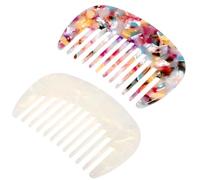 Lnngub 2 Pcs Mini Comb Mini Wide Tooth Comb Acetate Tortoise Hair Combs Anti-Static Pocket Size Combs for Women Bangs Curly Wavy Long Hair Care Wet and Dry