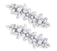 Lnngub 2 Pcs Rhinestone Hair Clips,Sparkly Crystal Pearl Barrettes Diamond Pearl Hair Barrettes Rhinestone Decorative Hair Clip for Women