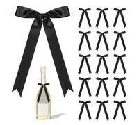 Lnngub 24 Pcs Black Bows,5x9 Inch Satin Ribbon Twist Tie Bow Black Bows for Balloons Cake Gift Wrapping Crafts Treat Bags