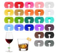 Lnngub 24 Pcs Wine Glass Charms,Silicone Drink Markers Reusable Drink Charms Wine Markers for Glasses Champagne Flutes Cocktails Martinis(Colorful)