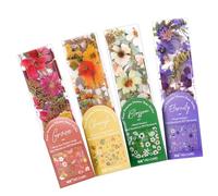 Lnngub 4 Pack 20 Sheets Pressed Flower Bookmarks Pretty Floral Bookmark Flower Acrylic Bookmarks for Women Bookmark Reading Gift