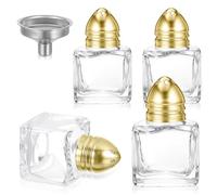 Lnngub 4 Pcs Mini Salt and Pepper Shakers,0.5 oz Mini Salt Shaker Gold Salts and Pepper Shakers Bulk with Funnel Cube Shape Small Salts Shaker for Kitchen Restaurant Travel Camp Party
