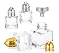Lnngub 4 Pcs Mini Salt and Pepper Shakers,0.5 oz Mini Salt Shaker Silver & Gold Salts and Pepper Shakers Bulk with Funnel Cube Shape Small Salts Shaker for Kitchen Restaurant Travel Camp Party