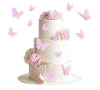 Lnngub 50 Pcs Butterfly Cupcake Toppers,Purple Gold Edge Mixed Size Butterfly Cake Decorations for Women's Birthday Party Wedding Anniversary Purple Butterflies for Cake Decor