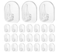 Lnngub 50 Pcs Clear Adhesive Hooks,Plastic Small Acrylic Sticky Hangers with Adhesive Sticker Clear Hooks for Walls No Damage for Home Kitchen Bathroom Bedroom Office